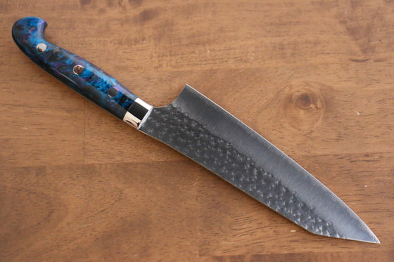 Yu Kurosaki Senko R2/SG2 Hammered Santoku 180mm Blue purple Acrylic Handle - Japanny - Best Japanese Knife