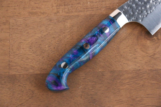 Yu Kurosaki Senko R2/SG2 Hammered Santoku 180mm Blue purple Acrylic Handle - Japanny - Best Japanese Knife