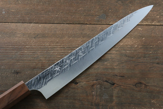 Yu Kurosaki Raijin Cobalt Special Steel Hammered Sujihiki  240mm Walnut Handle - Japanny - Best Japanese Knife