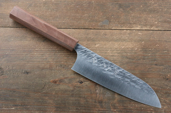 Yu Kurosaki Raijin Cobalt Special Steel Hammered santoku Japanese Knife 165mm Walnut Handle - Japanny - Best Japanese Knife