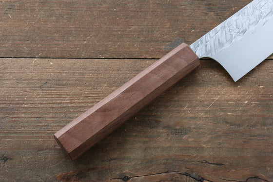 Yu Kurosaki Raijin Cobalt Special Steel Hammered santoku Japanese Knife 165mm Walnut Handle - Japanny - Best Japanese Knife