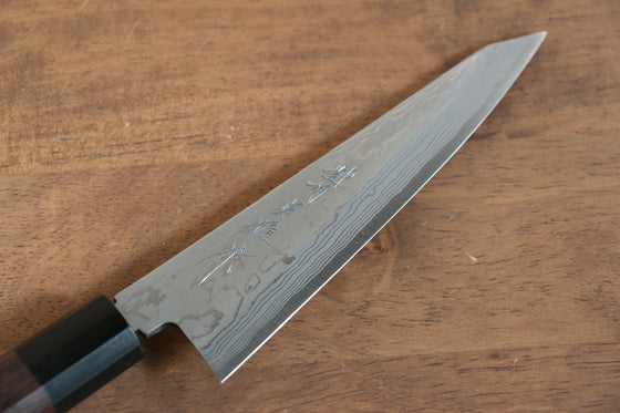 Hideo Kitaoka Blue Steel No.2 Damascus Honesuki Boning 150mm Shitan Handle - Japanny - Best Japanese Knife