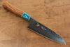 Yu Kurosaki Senko R2/SG2 Hammered Small Santoku  150mm Shitan(ferrule: Turquoise with Ring) Handle - Japanny - Best Japanese Knife