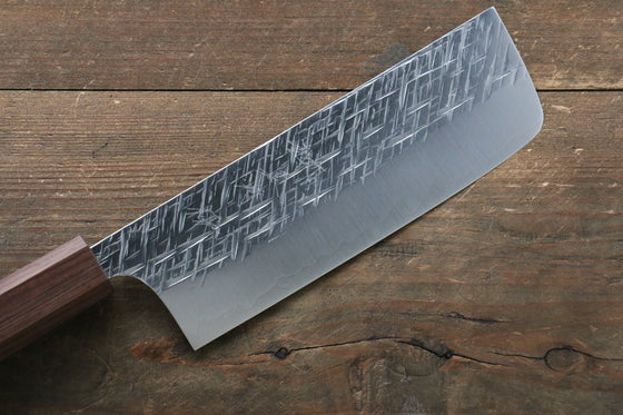 Yu Kurosaki Raijin Cobalt Special Steel Hammered nakiri  165mm Walnut Handle - Japanny - Best Japanese Knife