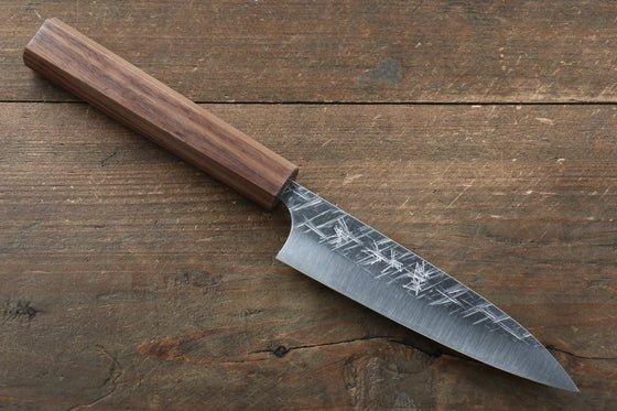 Yu Kurosaki Raijin Cobalt Special Steel Hammered Petty-Utility  120mm Walnut Handle - Japanny - Best Japanese Knife