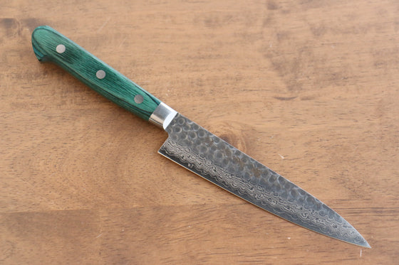 Sakai Takayuki VG10 17 Layer Damascus Petty-Utility  135mm Green Pakka wood Handle - Japanny - Best Japanese Knife