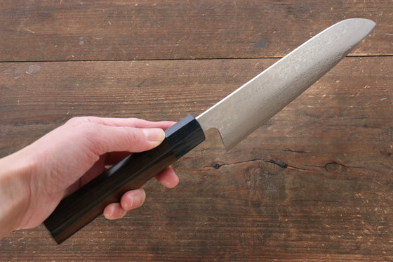 Makoto Kurosaki VG10 Damascus Santoku 165mm Ebony Wood Handle - Japanny - Best Japanese Knife