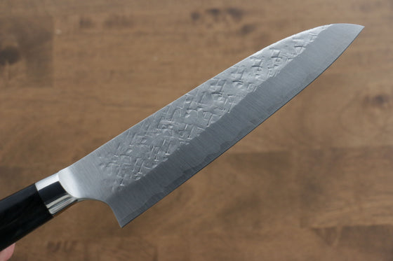 Takeshi Saji SRS13 Hammered Santoku 180mm Black Pakka wood Handle - Japanny - Best Japanese Knife