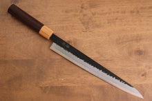  Seisuke Kokubyaku Blue Super Hammered Kurouchi Sujihiki 240mm Shitan Handle - Japanny - Best Japanese Knife