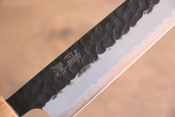 Seisuke Kokubyaku Blue Super Hammered Kurouchi Sujihiki  240mm Shitan Handle - Japanny - Best Japanese Knife