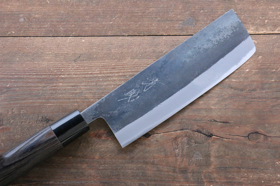 Seisuke White Steel Kurouchi Nakiri Japanese Knife 165mm Burned Chestnuts Handle - Japanny - Best Japanese Knife