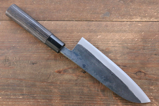 Seisuke White Steel Kurouchi Santoku Japanese Knife 165mm Burned Chestnuts Handle - Japanny - Best Japanese Knife