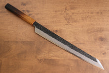  Sakai Takayuki Homura Guren Hien Blue Steel No.2 Kurouchi Hammered Kengata Yanagiba 300mm Burnt Oak Handle - Japanny - Best Japanese Knife
