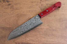  Nao Yamamoto VG10 Damascus Santoku  170mm Red Pakka wood Handle - Japanny - Best Japanese Knife