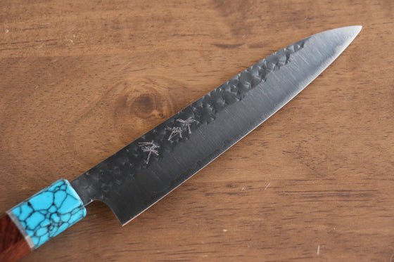 Yu Kurosaki Senko R2/SG2 Hammered Petty-Utility  150mm Shitan(ferrule: Turquoise) Handle - Japanny - Best Japanese Knife