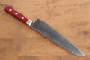 Seisuke Nami AUS10 Mirrored Finish Damascus Gyuto  210mm Red Pakka wood Handle - Japanny - Best Japanese Knife