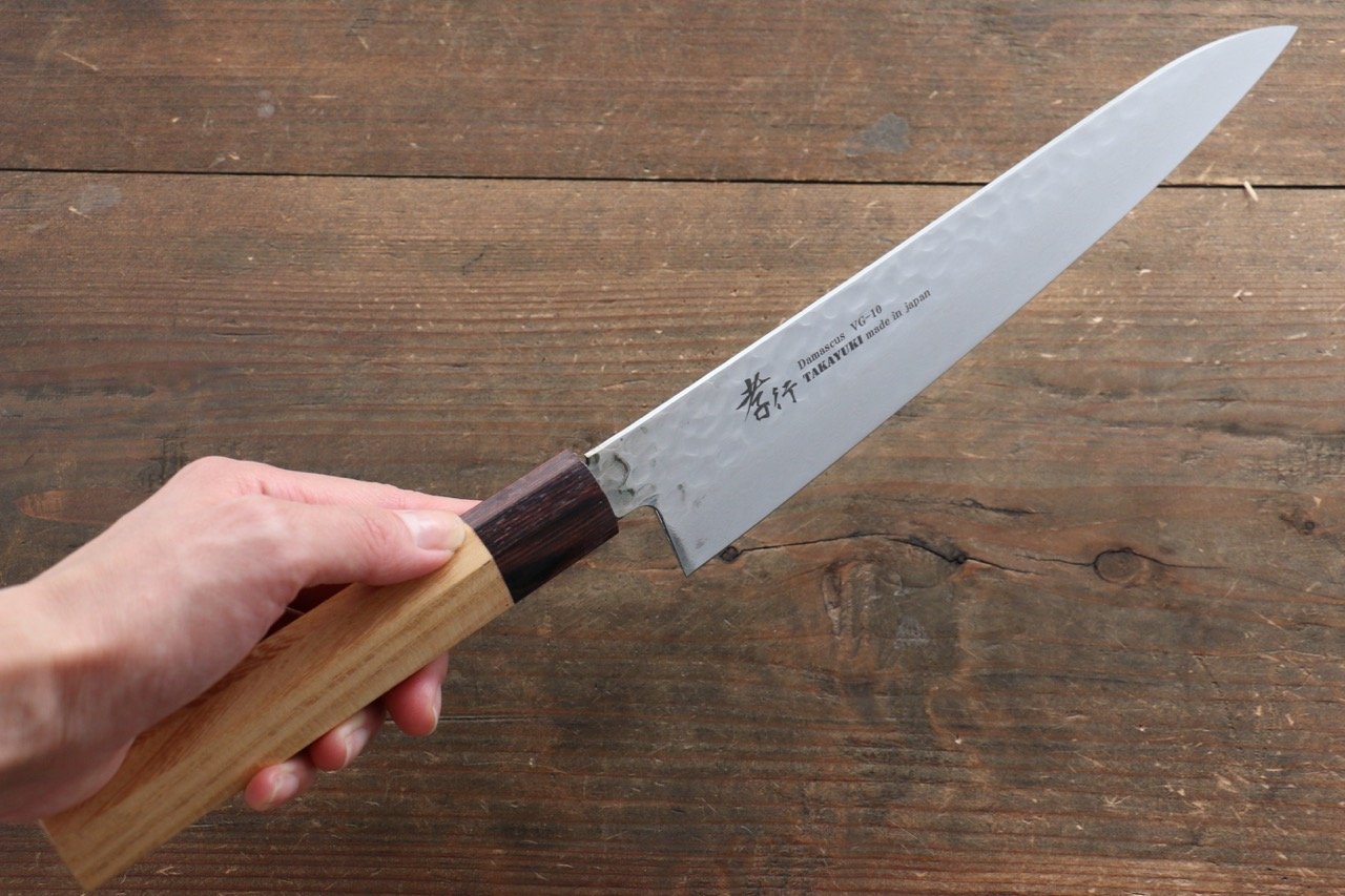 Sakai Takayuki VG10 33 Layer Damascus Gyuto Japanese Knife 210mm Keyaki (Japanese Elm) Handle - (Super Deal) - Japanny - Best Japanese Knife