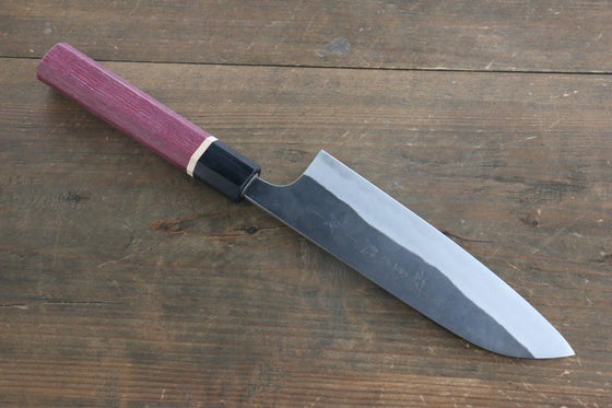 Yoshimi Kato Blue Super Clad Kurouchi Santoku Japanese Chef Knife 170mm with Purple Heart Handle - Japanny - Best Japanese Knife