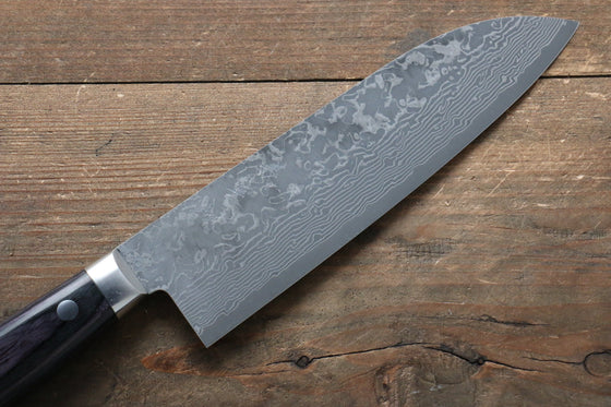 Yoshimi Kato VG10 Damascus Santoku 165mm with Black Pakka wood Handle with Saya - Japanny - Best Japanese Knife