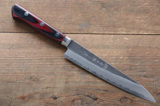 Yoshimi Kato Blue Super Kurouchi Petty-Utility  150mm Pakka wood Handle - Japanny - Best Japanese Knife