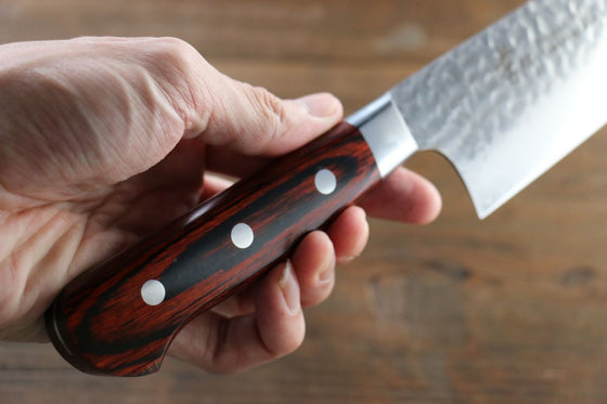 Sakai Takayuki VG10 33 Layer Damascus Santoku Japanese Knife 180mm Mahogany Pakka wood Handle - Japanny - Best Japanese Knife