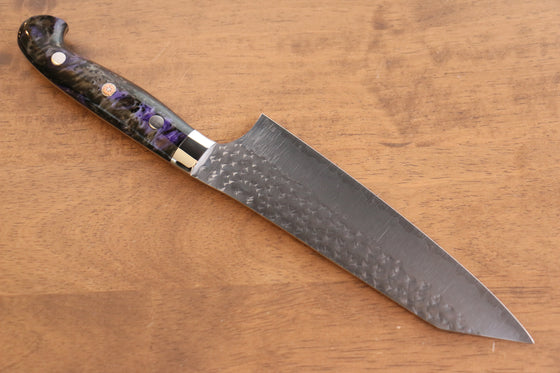 Yu Kurosaki Senko Ei R2/SG2 Hammered Santoku 165mm Black Acrylic Handle - Japanny - Best Japanese Knife