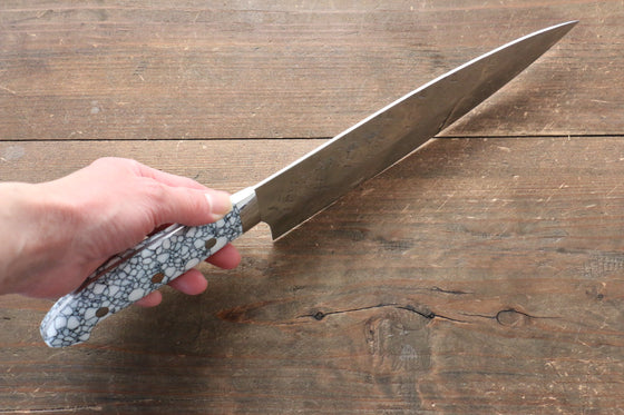 Takeshi Saji SRS13 Hammered Gyuto Japanese Knife 210mm WhiteBlack Stone Handle - Japanny - Best Japanese Knife