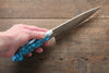 Takeshi Saji SRS13 Hammered Petty-Utility Japanese Knife 135mm Blue Turquoise (Nomura Style) Handle - Japanny - Best Japanese Knife