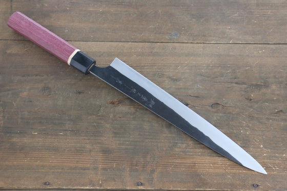 Yoshimi Kato Blue Super Clad Kurouchi Sujihiki Japanese Chef Knife 270mm with Purple Heart Handle - Japanny - Best Japanese Knife