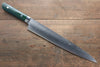 Takeshi Saji VG10 Diamond Finish Damascus Sujihiki 270mm Green Micarta Handle - Japanny - Best Japanese Knife