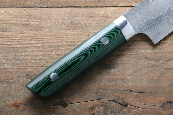 Takeshi Saji VG10 Diamond Finish Damascus Sujihiki 270mm Green Micarta Handle - Japanny - Best Japanese Knife