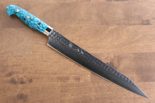  Yu Kurosaki Senko Ei R2/SG2 Hammered Sujihiki 240mm Turquoise Handle - Japanny - Best Japanese Knife
