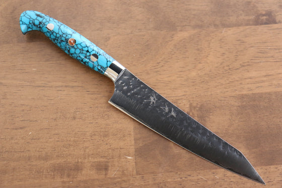 Yu Kurosaki Senko Ei R2/SG2 Hammered Petty-Utility  150mm Turquoise Handle - Japanny - Best Japanese Knife