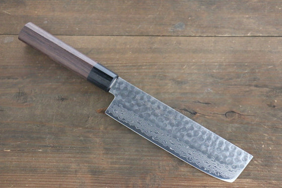 Sakai Takayuki AUS10 45 Layer Damascus Nakiri 160mm Shitan Handle - Japanny - Best Japanese Knife