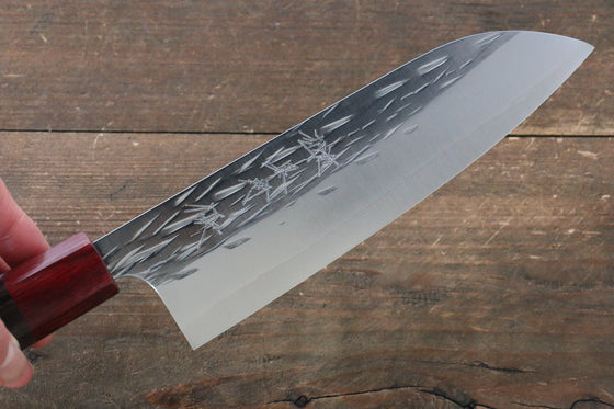 Yu Kurosaki Juhyo R2/SG2 Hammered Santoku 165mm Shitan (ferrule: Red Pakka wood) Handle - Japanny - Best Japanese Knife