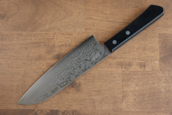 Nao Yamamoto VG10 Damascus Santoku 170mm Black Pakka wood Handle - Japanny - Best Japanese Knife