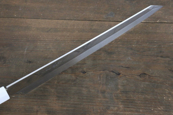 Sakai Takayuki Ginryu Honyaki Swedish Steel Mirrored Finish Kengata Yanagiba 300mm Ebony Wood Handle with Sheath - Japanny - Best Japanese Knife