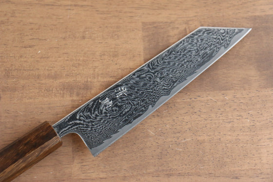 Seisuke Nami AUS10 Mirrored Finish Damascus Bunka  180mm Oak Handle - Japanny - Best Japanese Knife