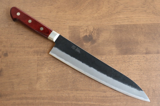 Seisuke Kuronashi Blue Super Nashiji Kurouchi Gyuto 210mm Red Pakka wood Handle - Japanny - Best Japanese Knife