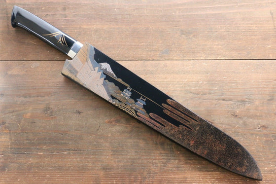 Takeshi Saji Blue Steel No.2 Colored Damascus Maki-e Art Gyuto  270mm Lacquered Handle - Japanny - Best Japanese Knife