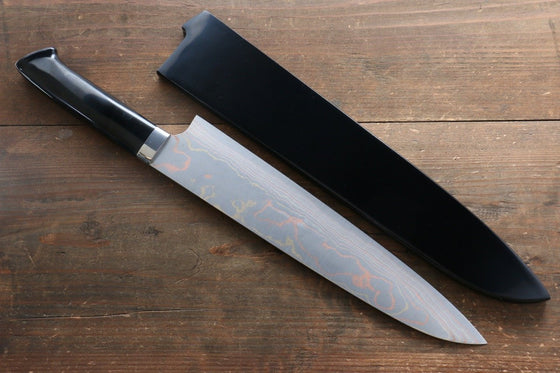Takeshi Saji Blue Steel No.2 Colored Damascus Maki-e Art Gyuto  270mm Lacquered Handle - Japanny - Best Japanese Knife
