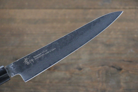 Sakai Takayuki VG10 33 Layer Damascus Hammered Petty-Utility 150mm Silver Dots Lacquered Handle with Sheath - Japanny - Best Japanese Knife
