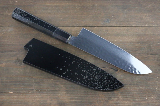 Sakai Takayuki VG10 33 Layer Damascus Hammered Santoku Japanese Knife 170mm Silver Dots Lacquered Handle with Sheath - Japanny - Best Japanese Knife