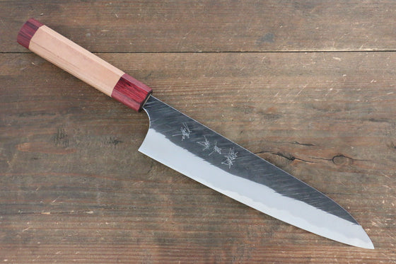 Yu Kurosaki Fujin Blue Super Hammered Gyuto Japanese Knife 210mm American Cherry Handle - Japanny - Best Japanese Knife