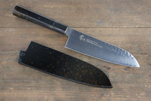  Sakai Takayuki VG10 33 Layer Damascus Hammered Santoku 170mm Gold Lacquered Handle with Sheath - Japanny - Best Japanese Knife