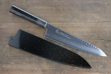  Sakai Takayuki VG10 33 Layer Damascus Hammered Gyuto 210mm Gold Lacquered Handle with Sheath - Japanny - Best Japanese Knife