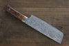 Takeshi Saji R2/SG2 Black Damascus Nakiri 180mm Brown Cow Bone Handle - Japanny - Best Japanese Knife