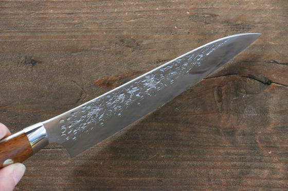 Yu Kurosaki Shizuku R2/SG2 Hammered Small Santoku 150mm with Iron Wood Handle - Japanny - Best Japanese Knife