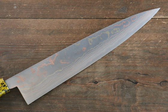 Takeshi Saji Blue Steel No.2 Colored Damascus Gyuto  240mm Gold Lacquered Handle - Japanny - Best Japanese Knife