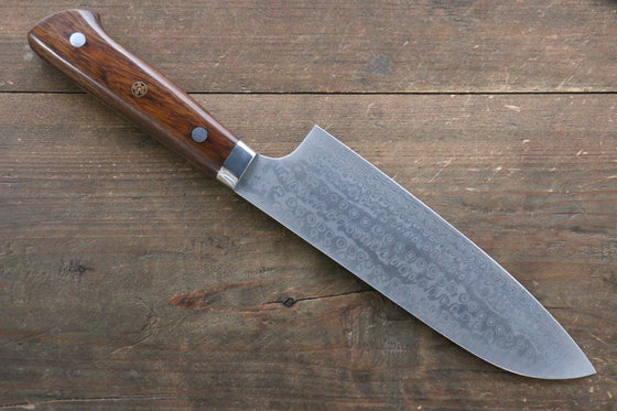 Nao Yamamoto Coreless Damascus Santoku Japanese Knife 170mm Ironwood Handle - Japanny - Best Japanese Knife